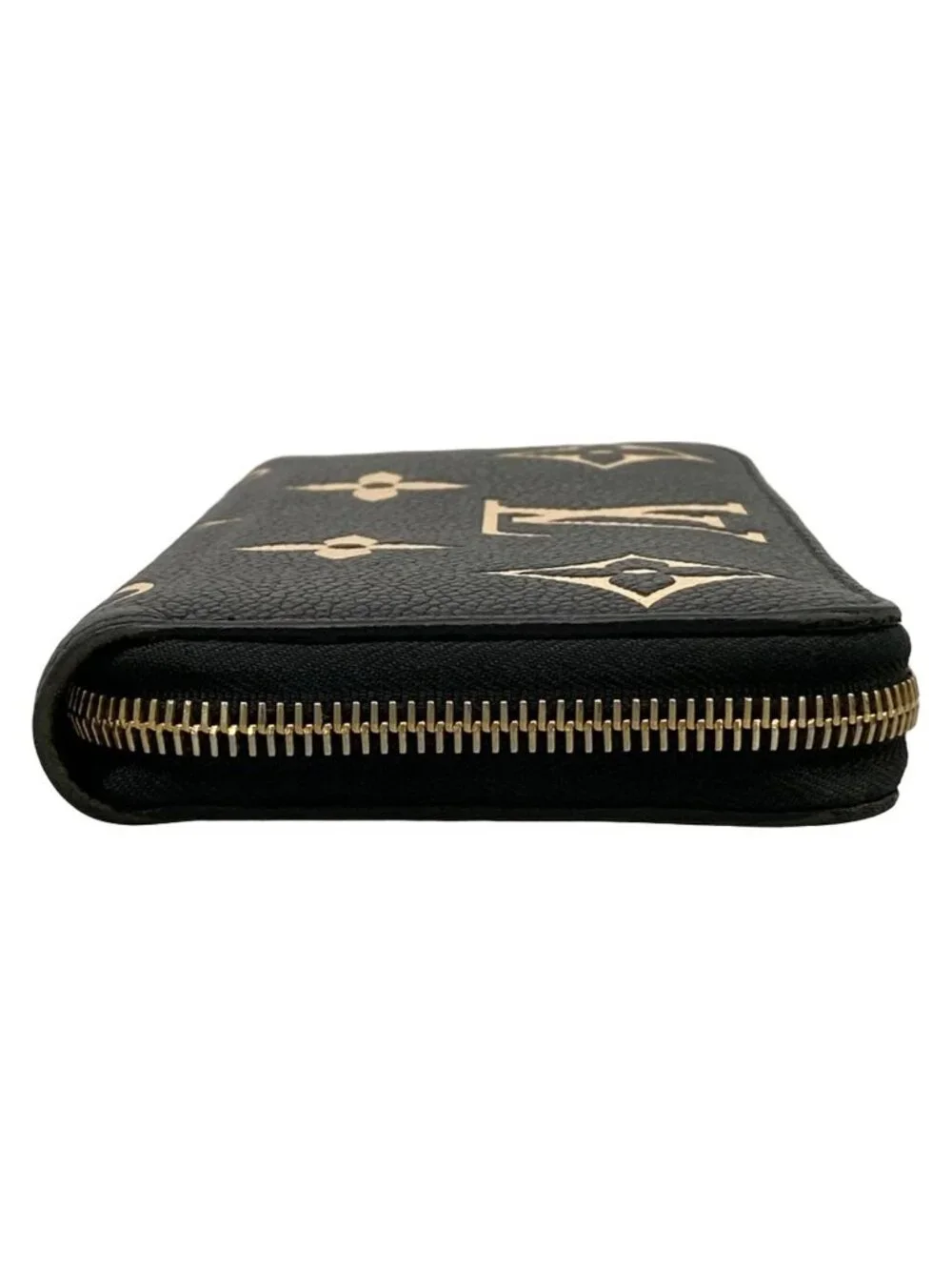 Louis Vuitton Wallet Bicolor Monogram Empreinte Zippy Black Beige Leather